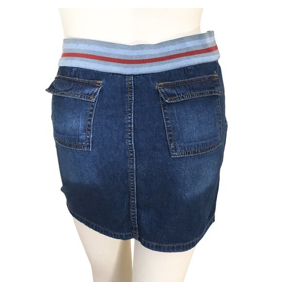 VTG Lightweight Denim Pull On Mini Skirt  Y2K  Utility pockets Fitted SZ 6 - Picture 5 of 9